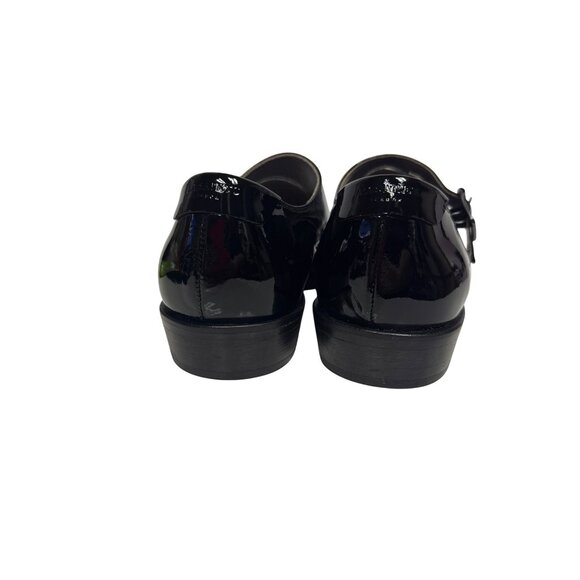 AllSaints Keith Monk Men's Shoes Patent Leather Roller Buckle Black Size 8 NEW - Picture 5 of 8